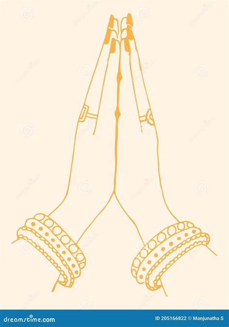 Sketch Of Two Hand Of Indian Lady Doing Namaste Welcome Gesture Of
