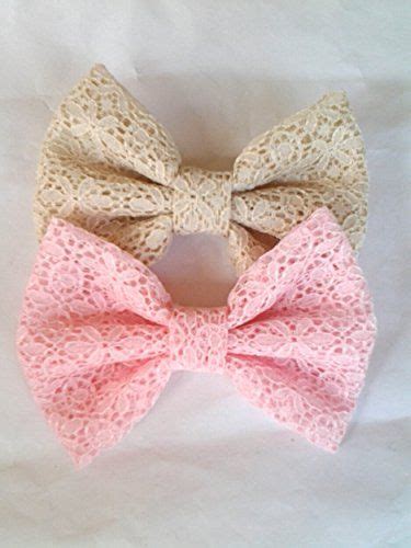 SET OF 2 CREAM LACE AND SOFT PINK LACE SMALL BOW HAIR CLIPS Diy Hair