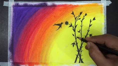 Painting Of Oil Pastel || Oil Pastel Drawing Easy || Landscape Drawing Easy - YouTube