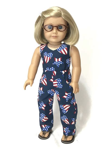 4th Of July Jumpsuit For American Girl And 18” Dolls 07 Doll Clothes