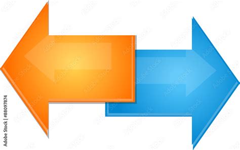 Two Blank Business Diagram Arrows Pointing Outwards Illustration Stock