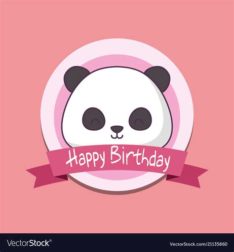 Download Birthday card with cute bear panda kawaii Vector Image