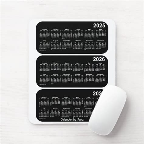 2025 2027 White Neon 3 Year Calendar By Janz Mouse Pad Zazzle