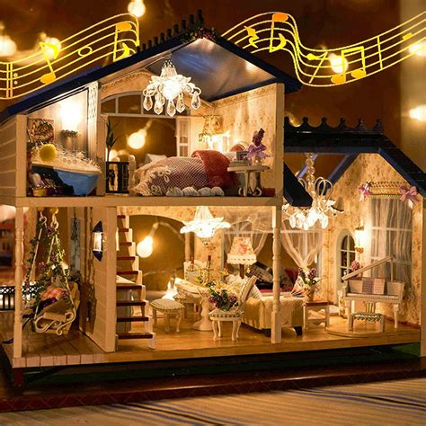 Grtxinshu Diy Led Sunshine Flower House Miniature Dollhouse With