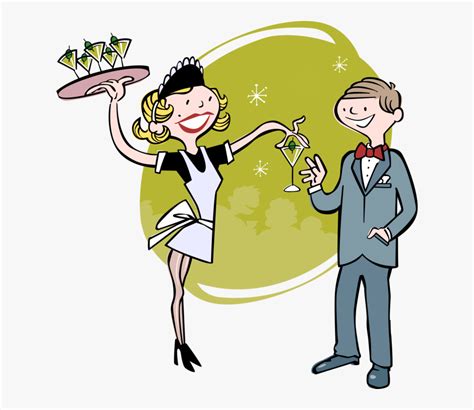 Vector Illustration Of Cocktail Waitress Serving Martini Party Pictures Clip Art Free