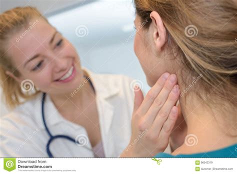 Doctor Checking Lymph Nodes Size Patient Royalty Free Stock Photo