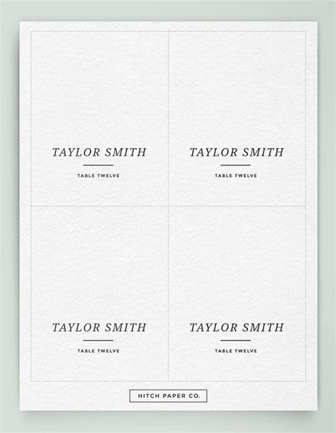 table name cards template word