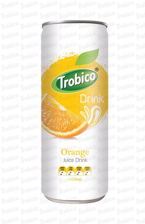 250ml Alu Can Natural Orange Juice Drink Trobico Oem Beverage
