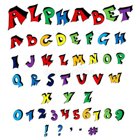 Isolated Hand Drawn Vector Alphabet Set With Colored English Letters