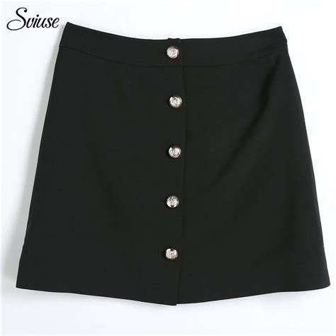 Buy Women Summer Black Office Skirt A Line Button High Waist Sexy Mini Skirts