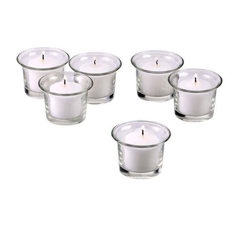 Light In The Dark Clear Glass Lip Votive Candle Holders With White