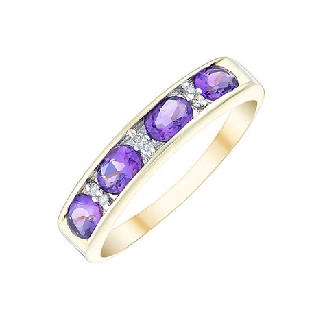 9ct Gold Oval Amethyst And Diamond Channel Set Eternity Ring Hsamuel