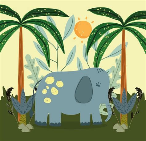 Premium Vector Cartoon Elephant In Jungle