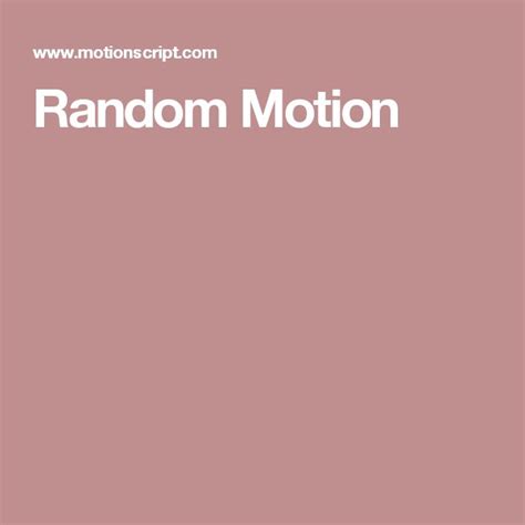 Random Motion Words Motion Writing Prompts