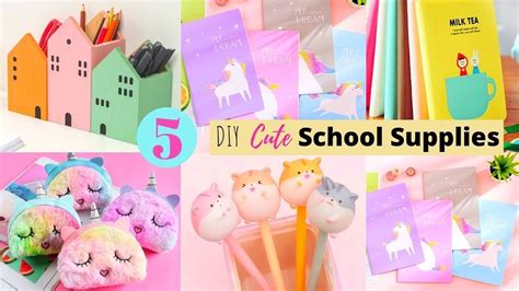 5 Cute School Supplies Diy Crafts For Back To School Youtube