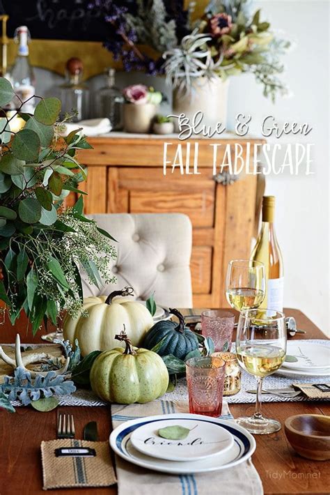 Blue And Green Fall Tablescape Seasonal Simplicity Tidymom®