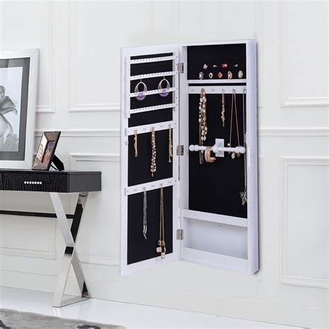 Wall Mounted Mirrored Storage Jewelry Cabinet By Choice Products