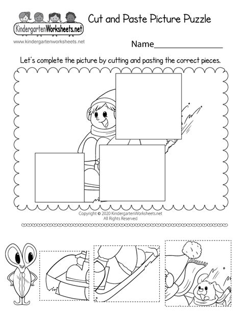 Cut And Paste Picture Puzzle Worksheet