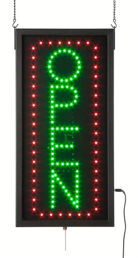 Open Led Sign Green And Red Window Neon Animation