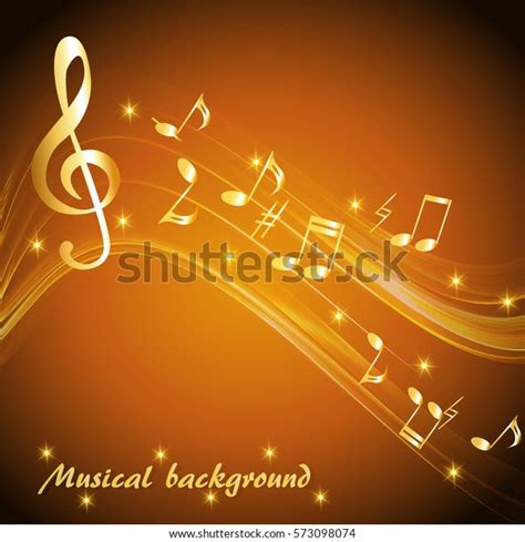 Abstract Background Gold Music Notes Treble Stock Vector Royalty Free