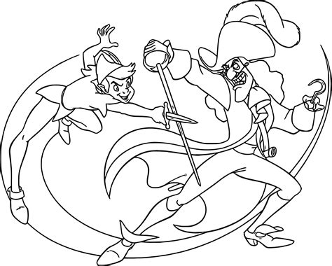 Captain hook pirate ship coloring pages. Peter Pan And Captain Hook Coloring Pages | Wecoloringpage.com