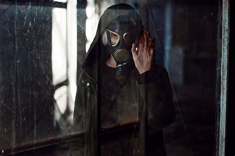 Wallpaper Dark Horror 500px Women Gas Masks Blood