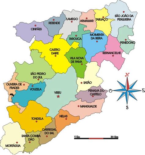 Mapa Administrativo Do Distrito De Viseu Portugal Mapa Portugal Cidades Viagem Portugal