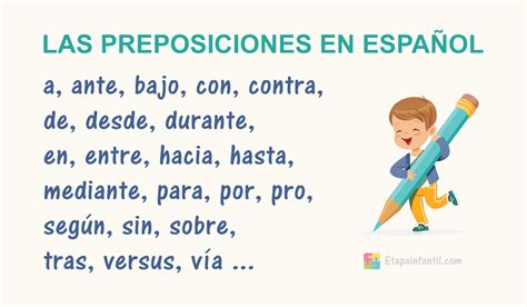 Las Preposiciones En Español Lista Actualizada Etapa Infantil