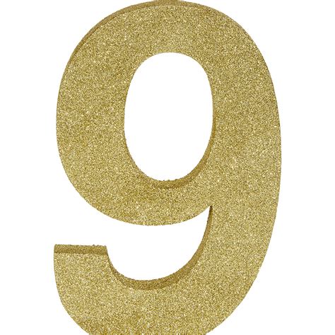 Glitter Gold Number 9 Sign 6in x 9in | Party City