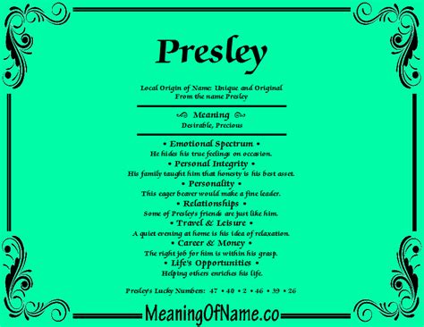 Presley - Meaning of Name