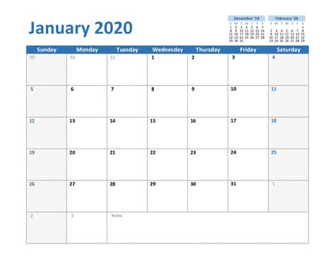 2020 Editable Calendar Printable Template