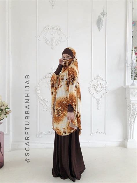transformer beige and brown khimar with print long jilbab etsy how to wear jilbab ready to