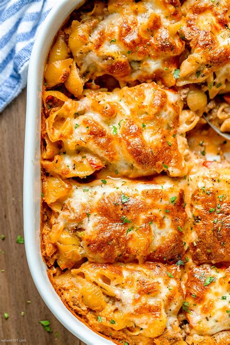 Cheesy Baked Pasta Recipe With Creamy Meat Sauce Baked Pasta Casserole Recipe — Eatwell101