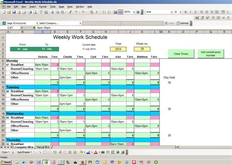 Weekly Work Schedule Excel Spreadsheet Free Source Code Tutorials