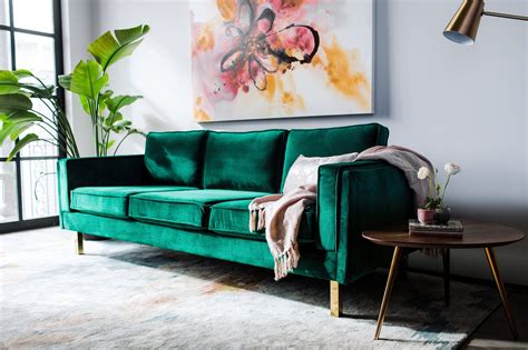 Lexington Velvet Sofa (Green) - Edloe Finch Furniture Co. | Green sofa