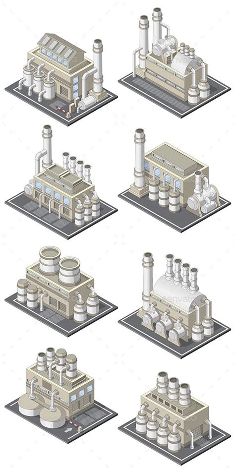Set Of Industrial Buildings Minecraft Blueprints Minecraft Designs