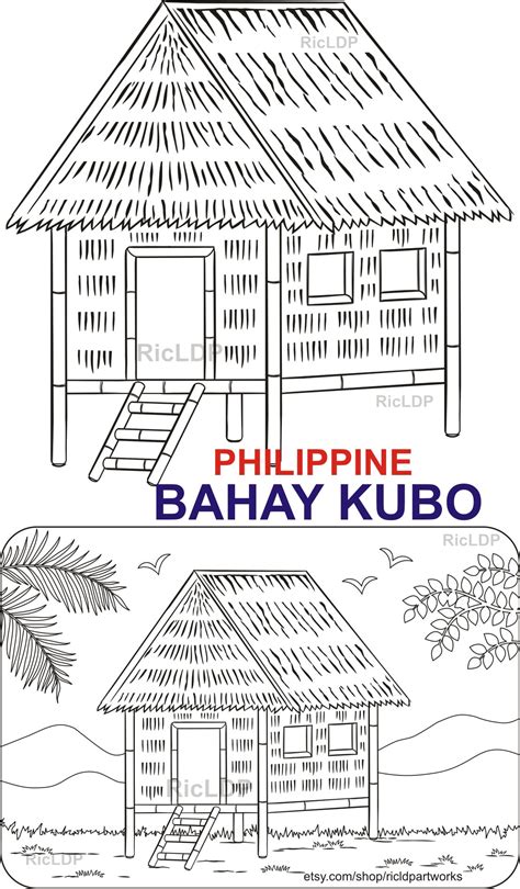 Philippine Nipa Hut Coloring Pages Bahay Kubo Indigenous Stilt House