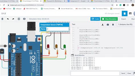 Temperature Sensor With Tinkercad Using Arduino Youtube