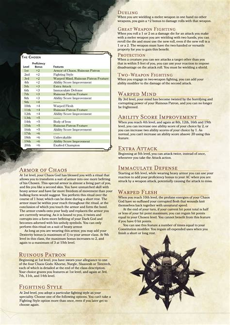 Instantly you'll find yourself with a terrifyingly awesome homebrewed monster. DnD 5e Homebrew — Chaos Chosen Class Source: https://goo ...