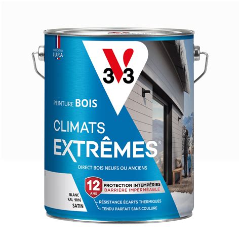 Peinture Extérieure Bois Climats Extrêmes® V33 Blanc Satiné 5l Leroy