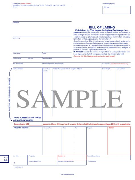 Bimco is the world's largest. Sample Bill of Lading | Bill Of Lading | Cargo