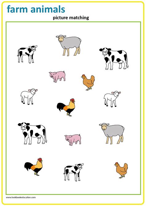 Worksheet Picture Matching Farm Animals
