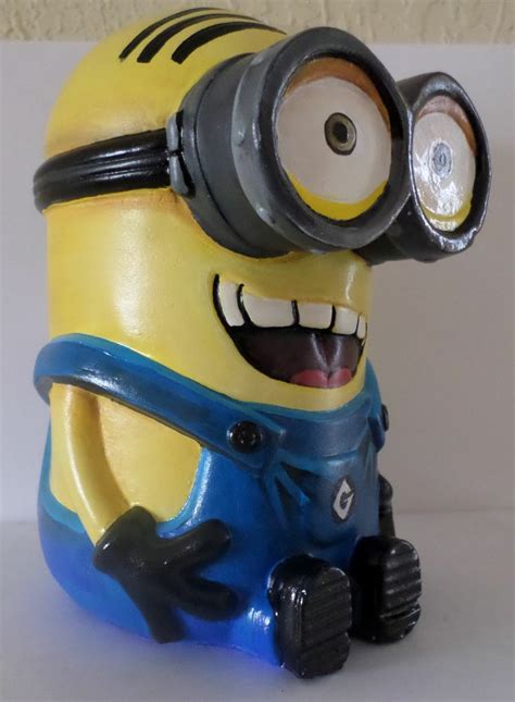 Piggy Bank Despicable Me Minion Dave Sitting Down Hand Painted Plaster