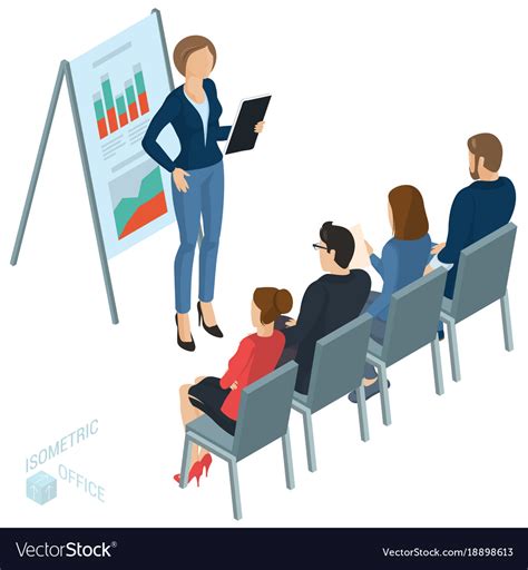 Isometric People Briefing Royalty Free Vector Image
