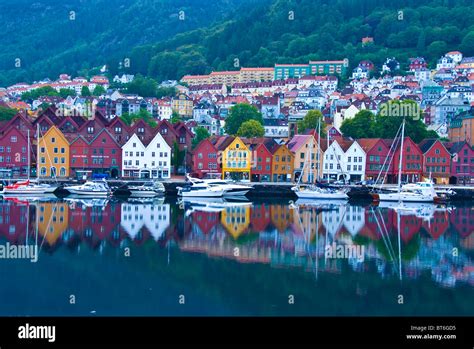 Bergen Waterfront Bergen Norway Coastal City Established 1070 Stock