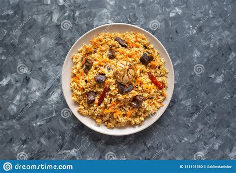 Lamb Pilaf With Rice Asian Cuisine Top View Stock Photo Image Of