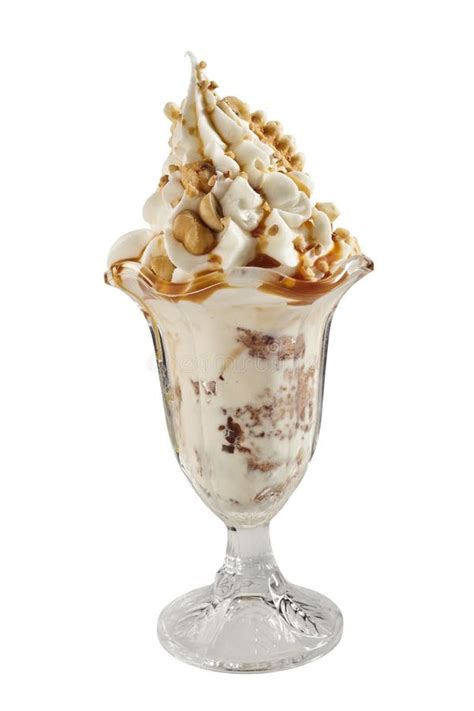 Vanilla Ice Cream Sundae Topped With Nuts Stock Photo Image Of