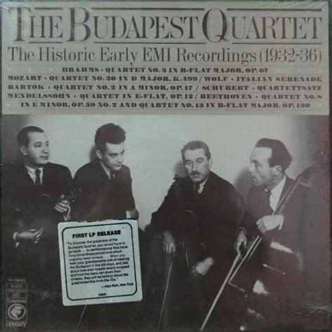 Budapest Quartet Historic Early Emi Recording — Brahms Mozart