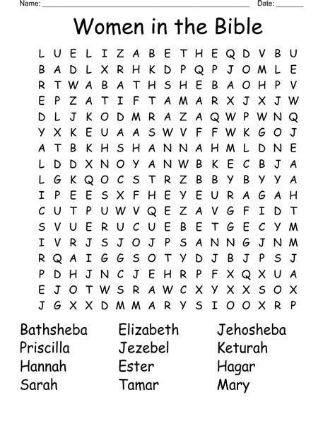 Women In The Bible Word Search Wordmint