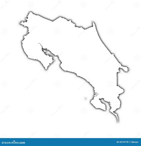 Costa Rica Map With Shadow Stock Photo 4274778